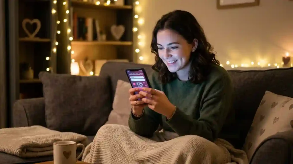 Person using love calculator app