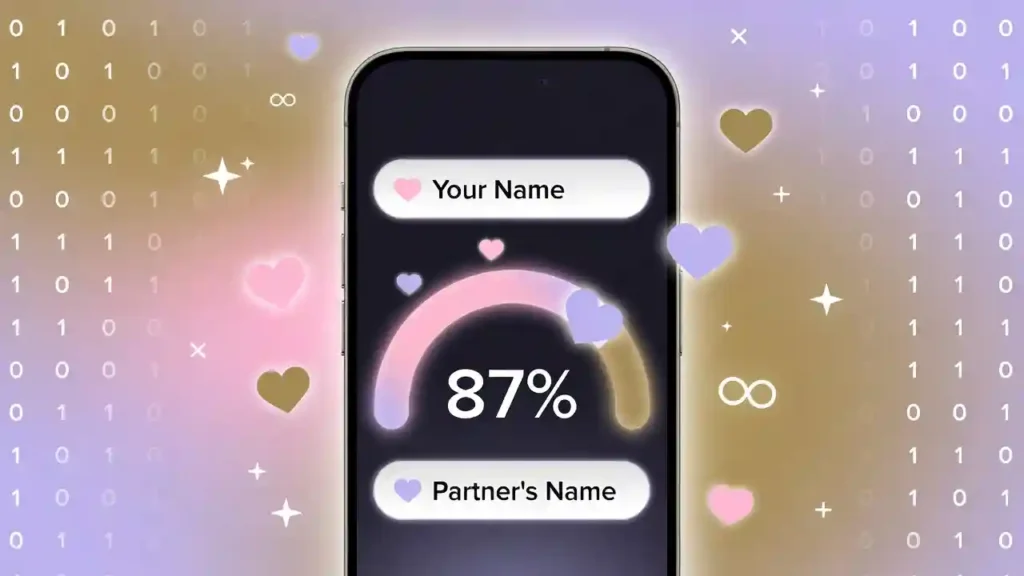 a love calculator app with two name input fields