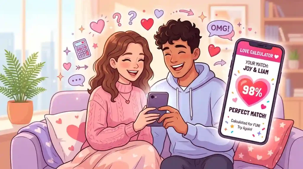 Couple looking at smartphone